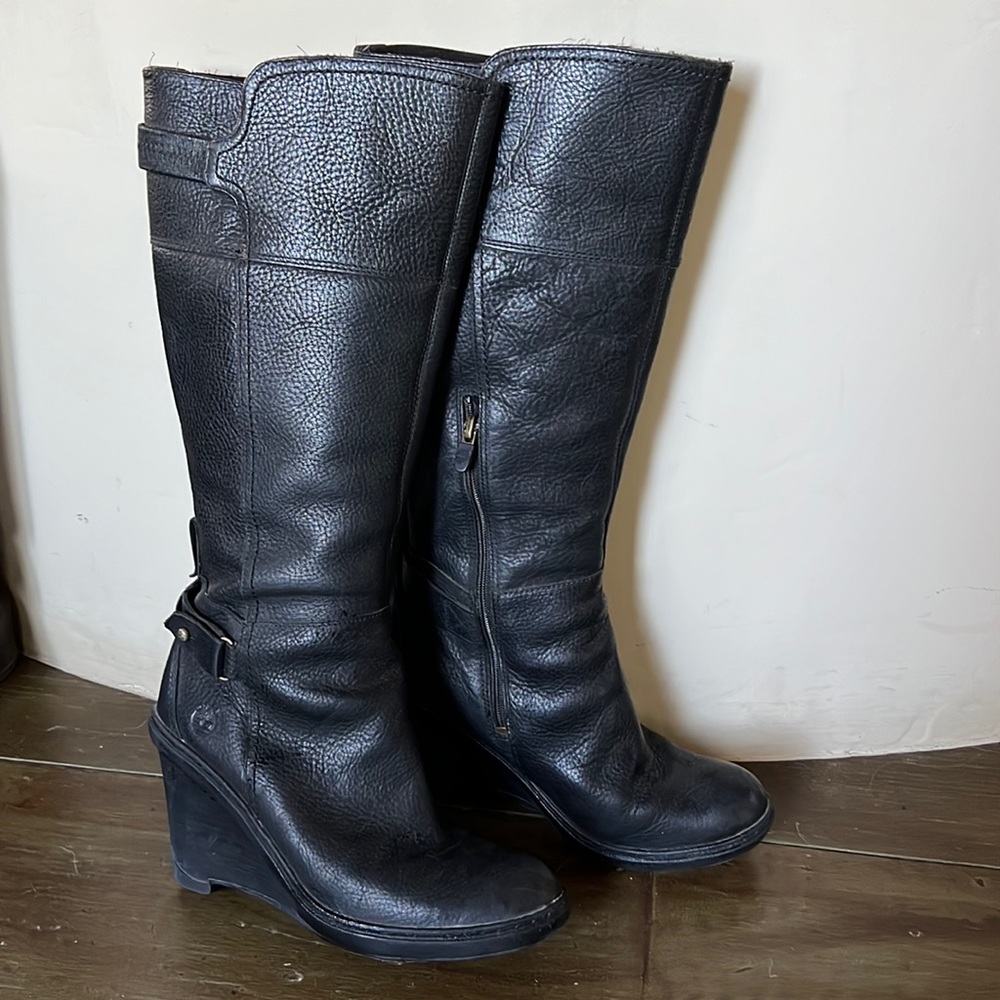 Timberland black leather tall boots